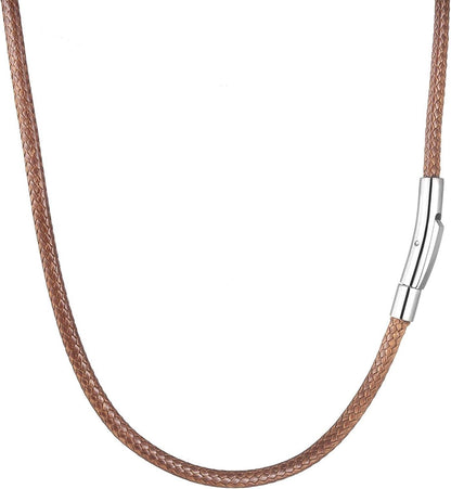 Lederkette mit Verschluss für Herren und Damen Schwarz/Braun 46-76cm