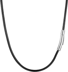 Lederkette Herren Schwarz Braun 2/3mm Verschluss Kautschuk
