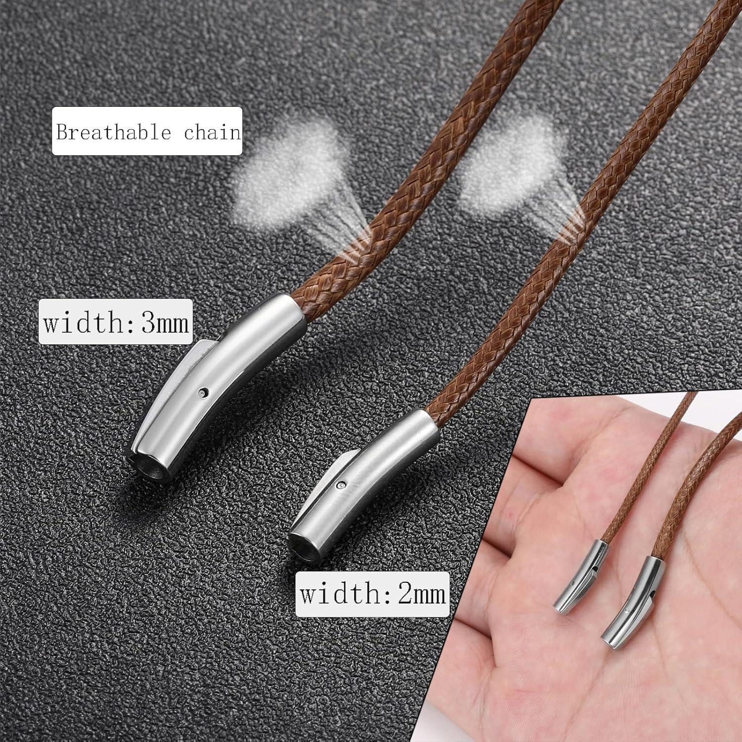 Lederkette 2/3mm Schwarz/Braun Verschluss Lederband 46-76cm
