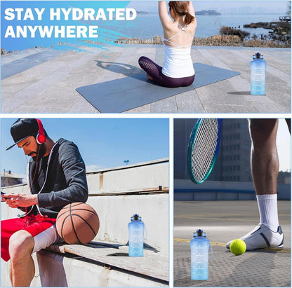 Trinkflasche 2 Liter Sport mit Strohhalm BPA-frei Auslaufsicher