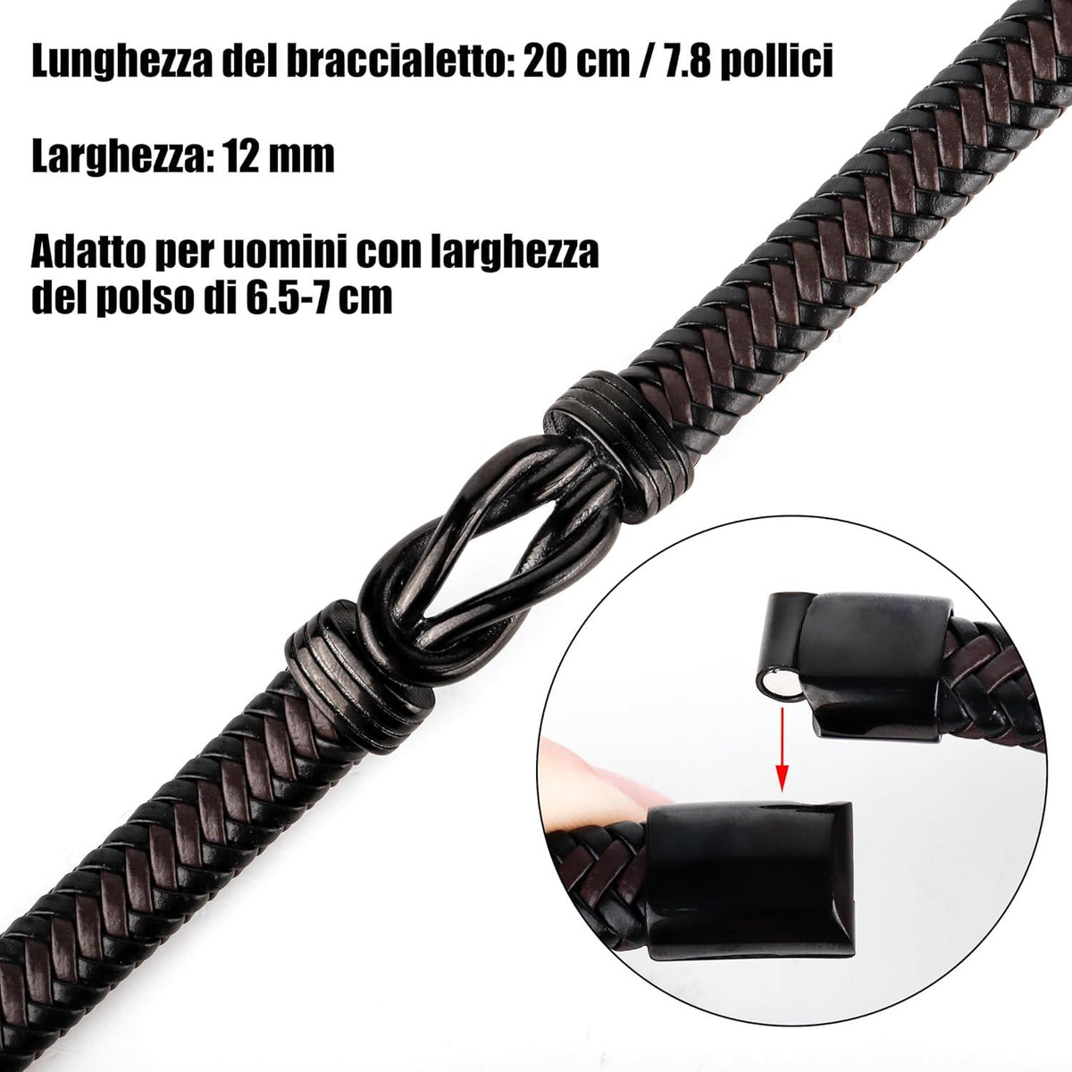 Schwarzes Lederarmband und Halskette-Set für Männer Vater