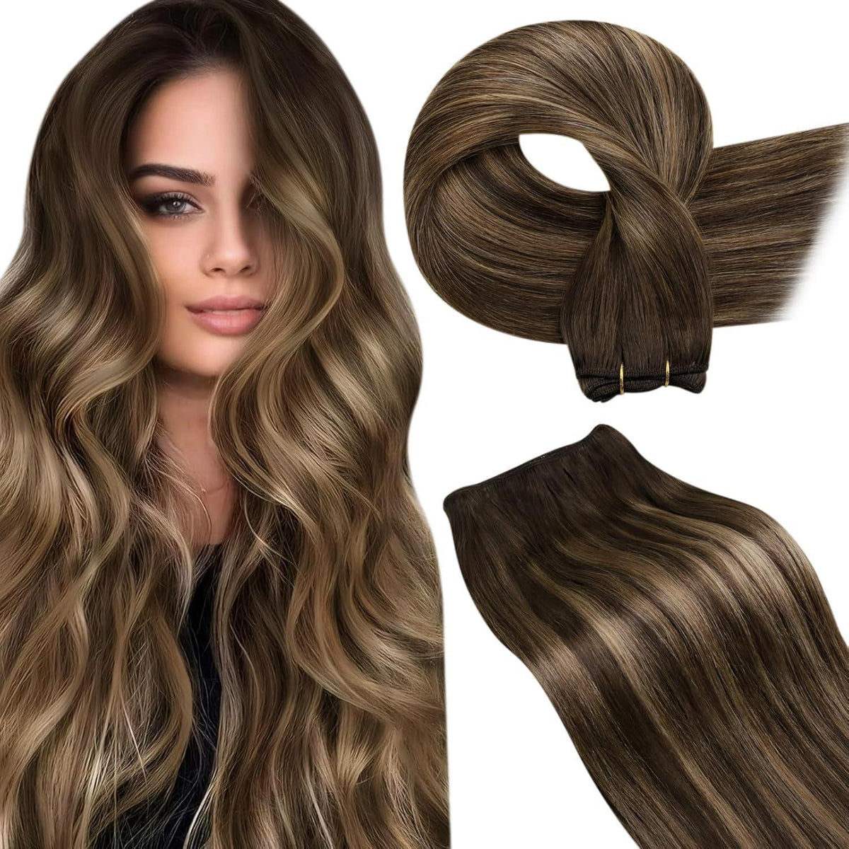 Braun Ombre Echthaar Tressen – Haarverlängerung 100g
