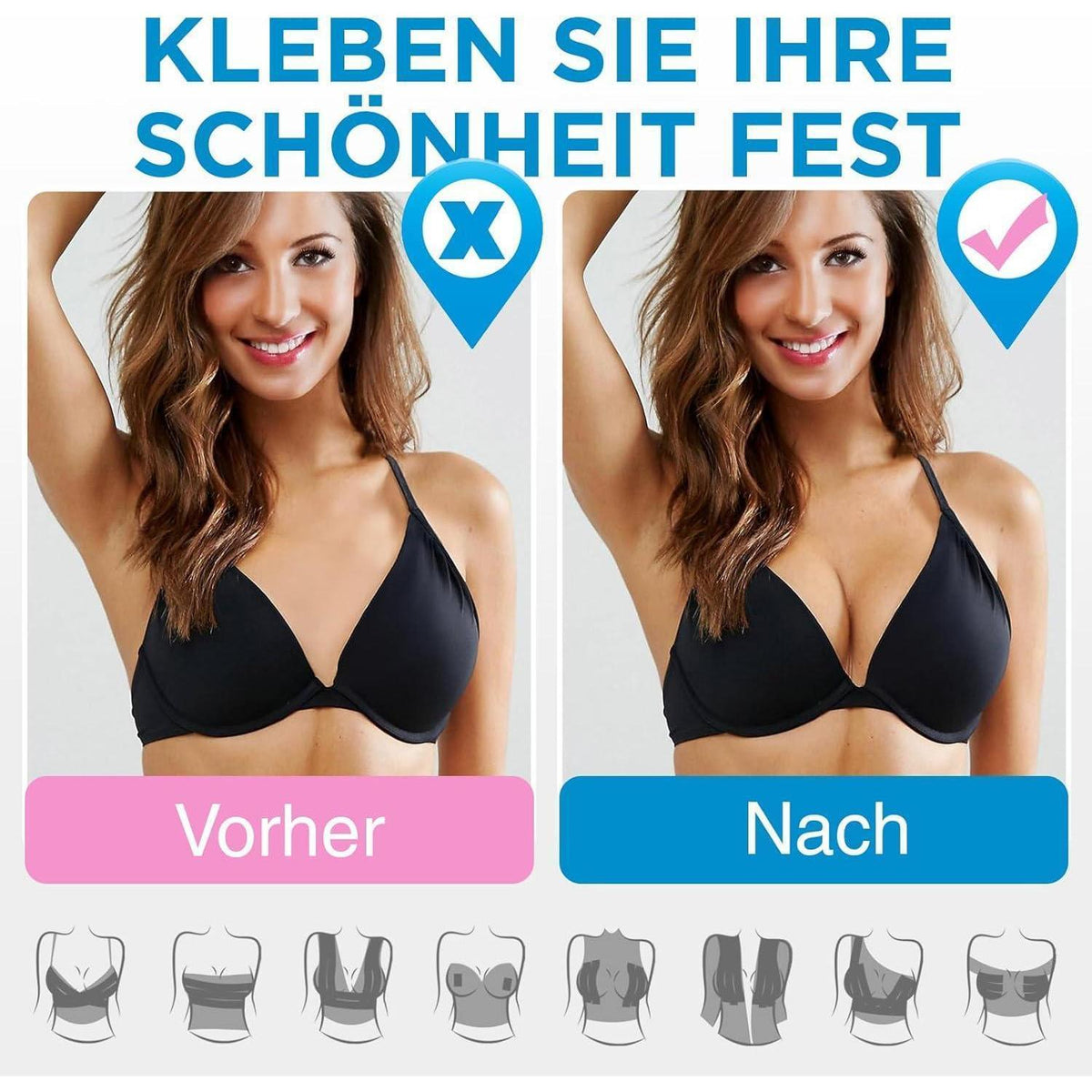 Klebe-BH Push Up – Trägerlos & Rückenfrei mit Brustwarzenabdeckungen