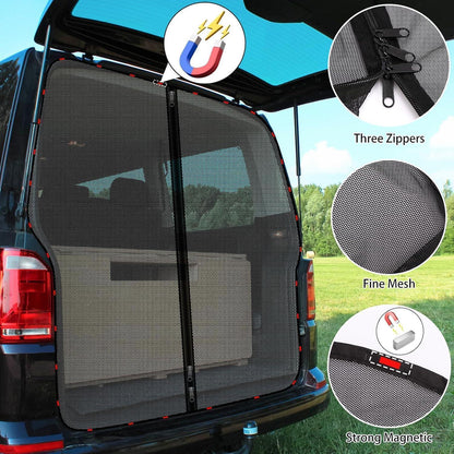 VW T5 T6 Heckklappen Sonnenschutznetz mit Reißverschluss