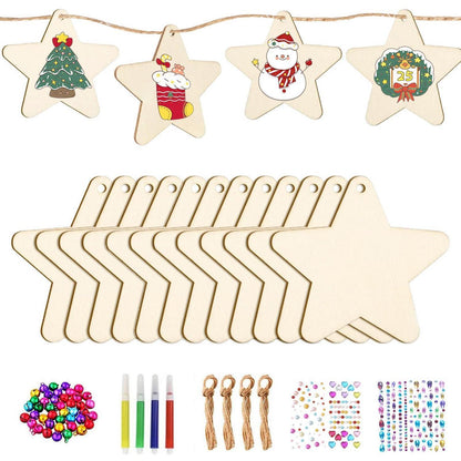 36 Holzsterne Bastelset Weihnachten – DIY Baumschmuck & Deko