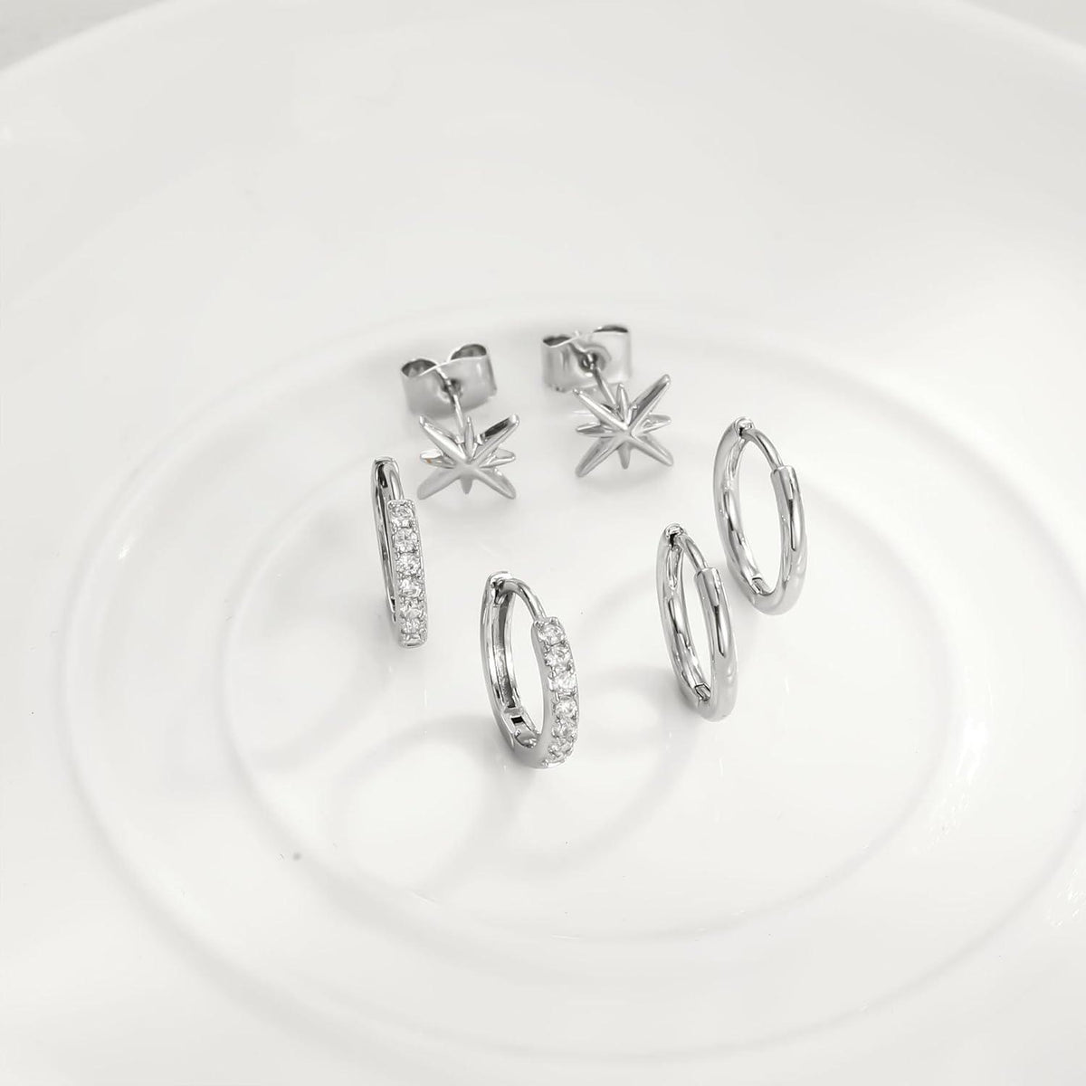 Ohrringe Silber 925 Vergoldet Damen Klein Creolen Ohrstecker Zirkonia