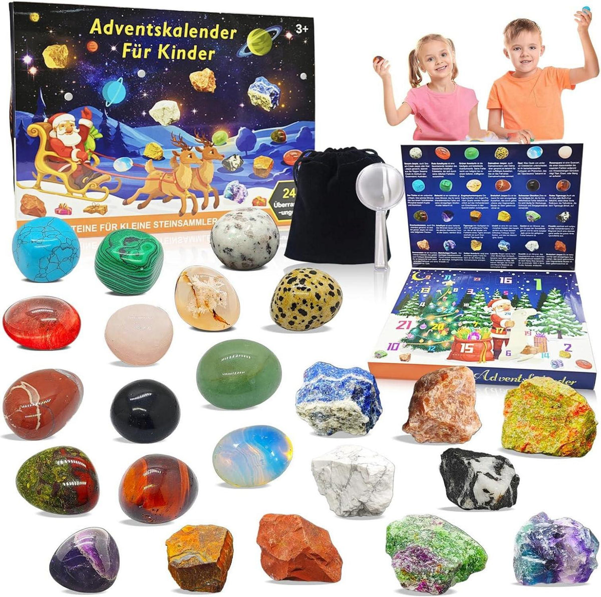 Adventskalender 2024 Kinder Edelsteine Weihnachtskalender Steine