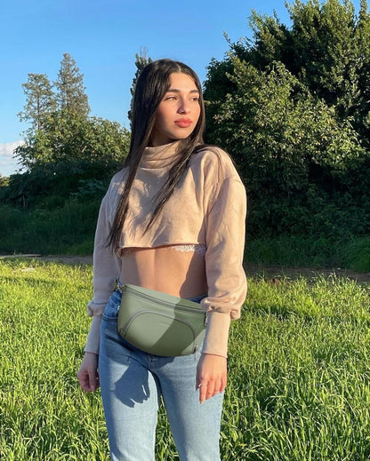 Damen Umhängetasche Veganes Leder RFID Blockierung Brusttasche