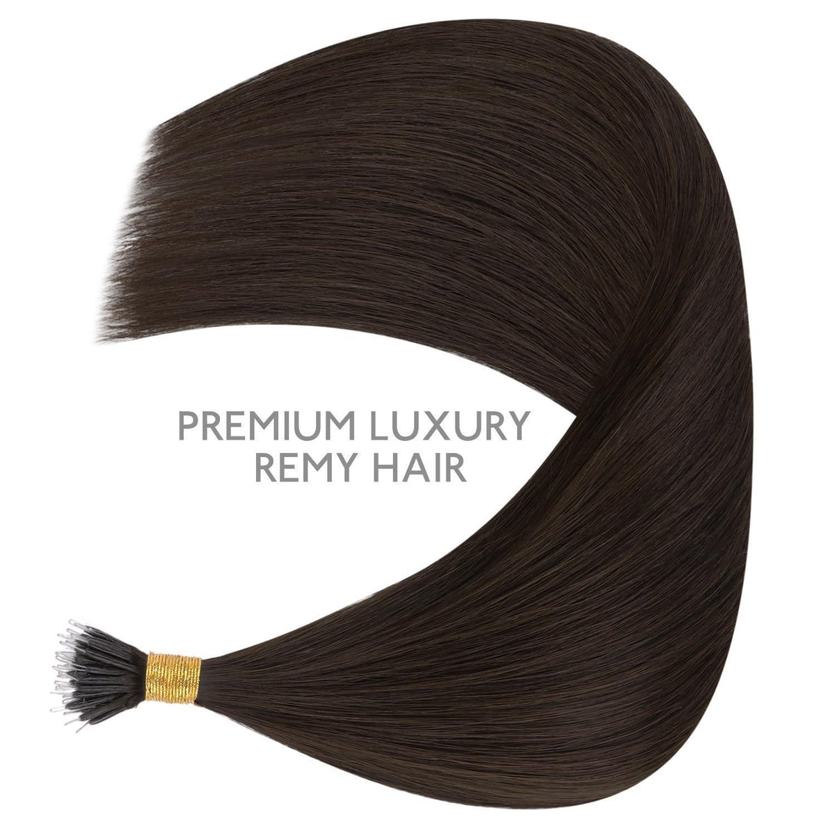 Echthaar Nano Ring Extensions – Hellbraun/Dunkelbraun 55cm