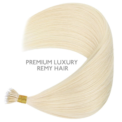Echthaar Nano Ring Extensions Platinblond 60cm