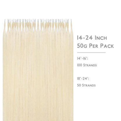 Echthaar Nano Ring Extensions Platinblond 50cm