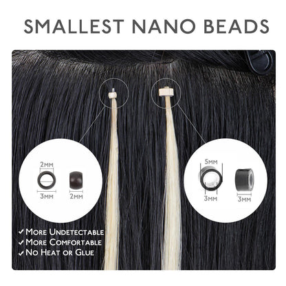 Echthaar Nano Ring Extensions Platinblond 50cm
