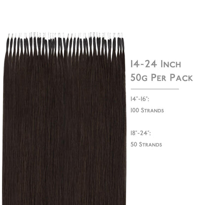 Echthaar Nano Ring Extensions – 60cm, Hellbraun/Dunkelbraun