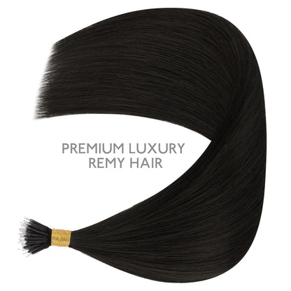 Echthaar Nano Ring Extensions Schwarz 60cm - 50g