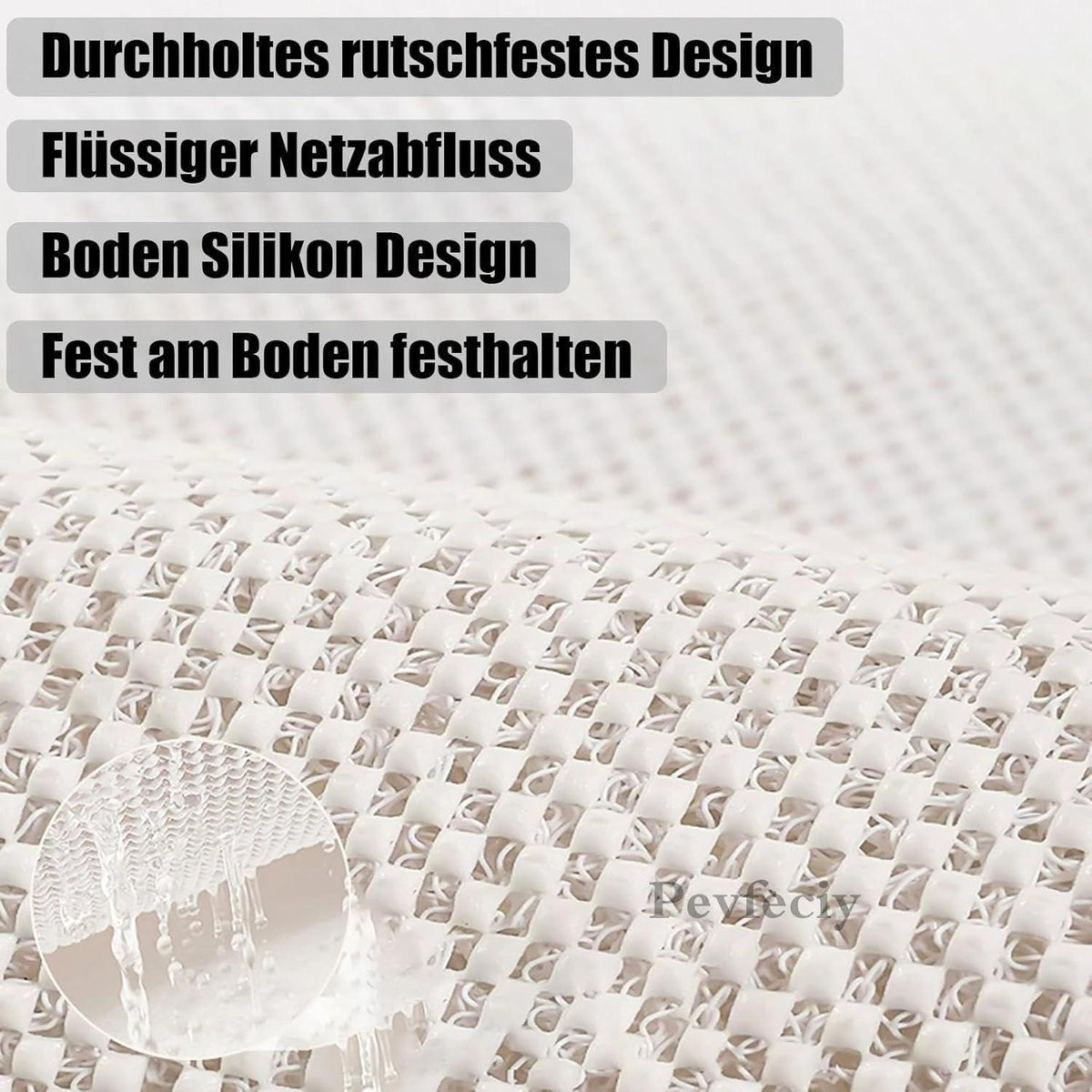 Rutschmatte Dusche 120x150 cm – Antirutsch, Weich & Ablaufloch