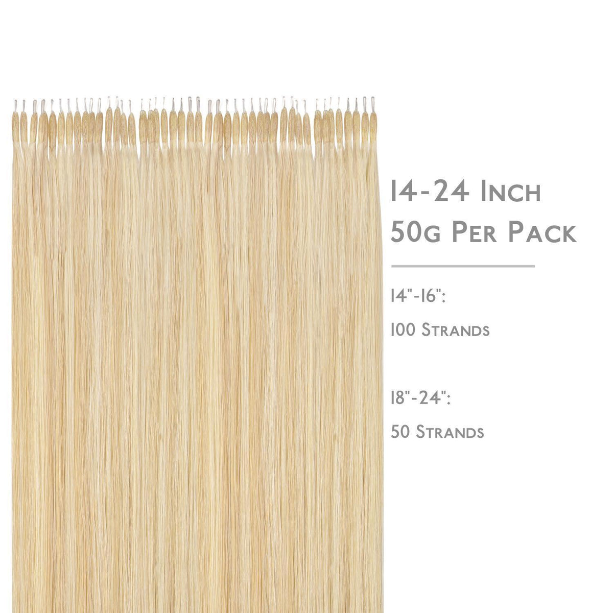 Echthaar Nano Ring Extensions Hellblond Highlights 45cm