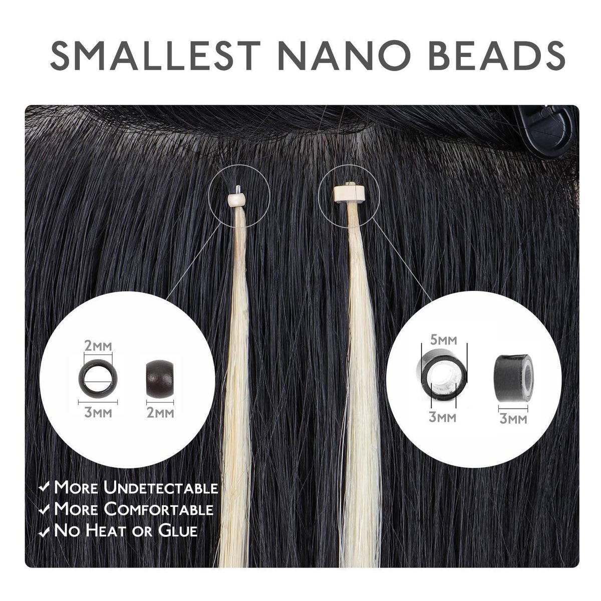 Echthaar Nano Ring Extensions Hellblond Highlights 45cm