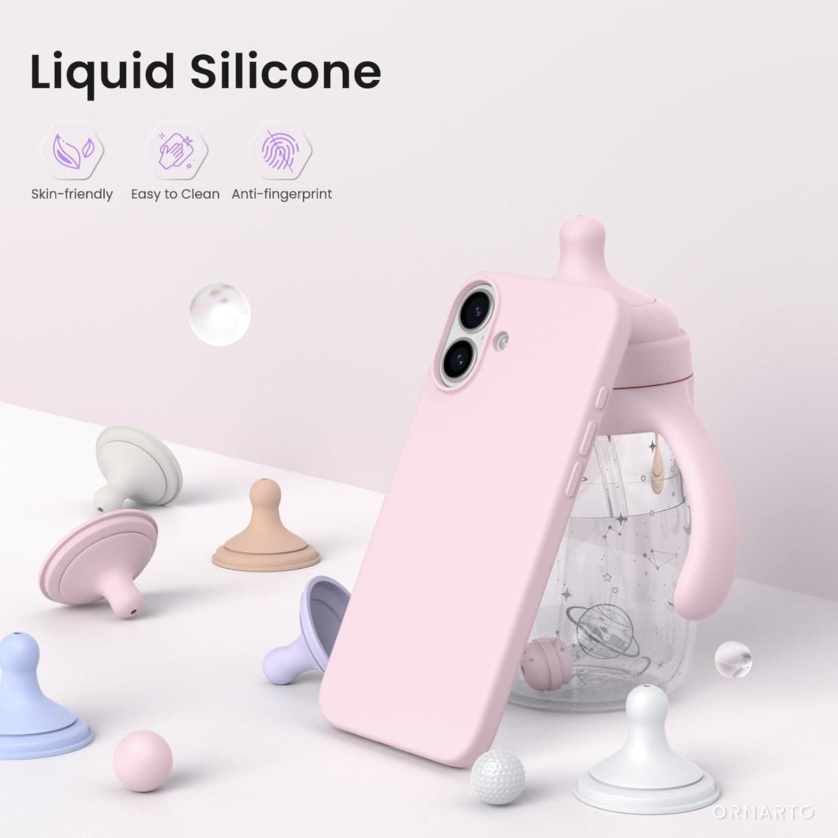 iPhone 16 Plus Hülle Silikon flüssig Stoßfest - Rosa