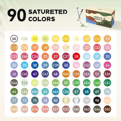 Acrylfarbstifte Set 90 Farben Pinselspitze für Steine & Basteln