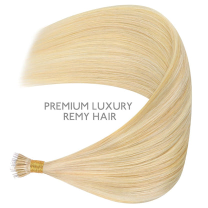 Echthaar Nano Ring Extensions Hellblond Highlights