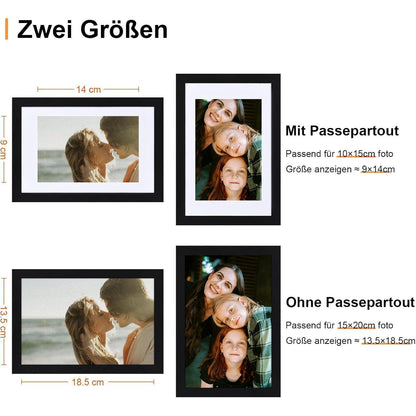 Bilderrahmen Set 15x20cm Holzrahmen Passepartouts 2er