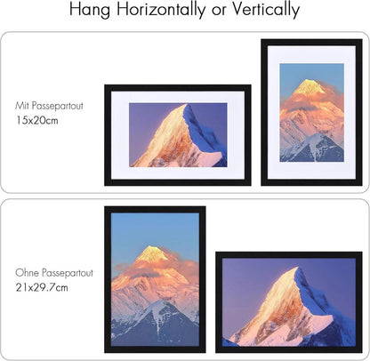 Fotorahmen Set A4 21x29.7cm Holzrahmen Posterrahmen 3er-Set Schwarz
