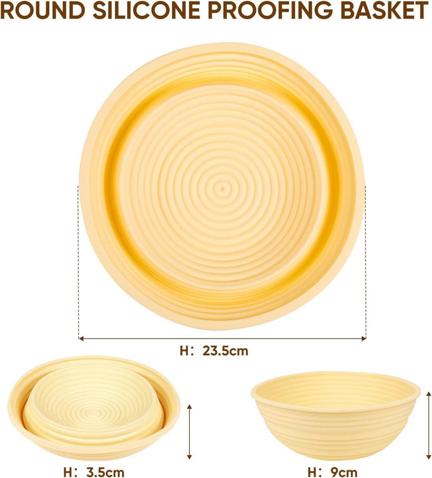 Gärkorb Set 2 Stück 23cm Rund Silikon Brot Gärkörbchen mit