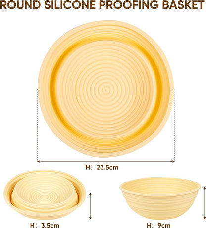 Gärkorb Set 2 Stück 23cm Rund Silikon Brot Gärkörbchen mit
