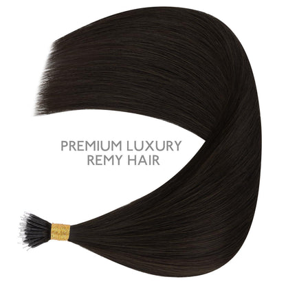 Echthaar Nano Ring Extensions Dunkelbraun 60cm
