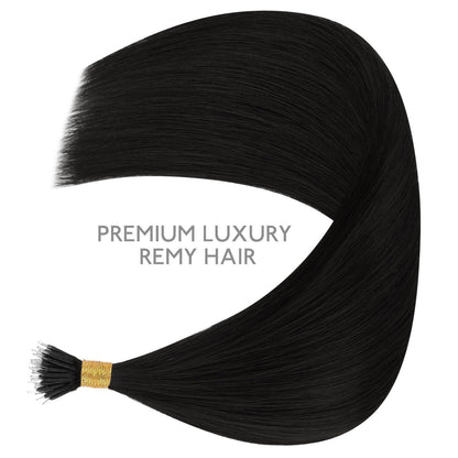Nanoring Extensions Echthaar Tief Schwarz 55cm