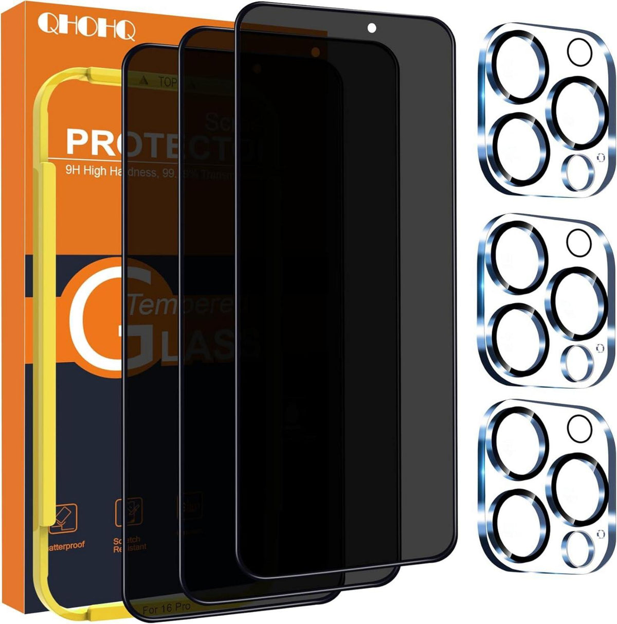Panzerfolie für iPhone 16 Pro Kamera Schutz Anti-Spionage 9H+ 3D