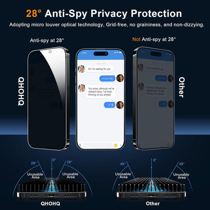 QHOHQ iPhone 16 Pro Panzerglas Sichtschutz Kamerafolie 3D