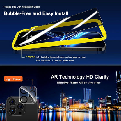QHOHQ iPhone 16 Pro Panzerglas Sichtschutz + Kamera Schutzfolie [3+3