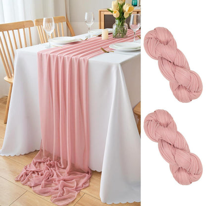 Altrosa Tischläufer Chiffon 77x300cm - 2er Set Boho Hochzeit Deko