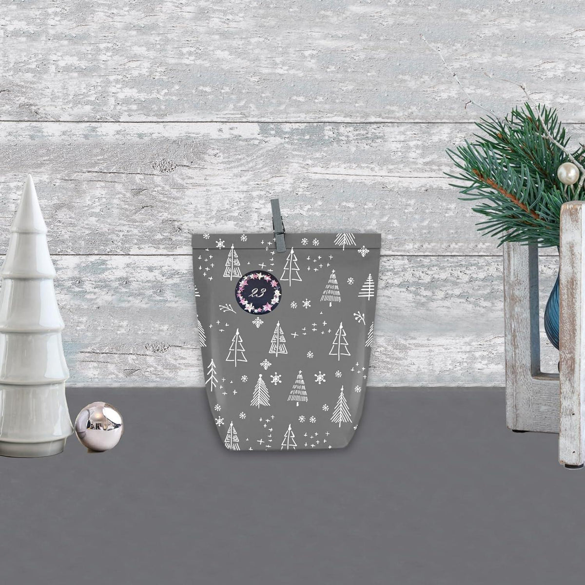 Adventskalender 24 Weihnachtstüten mit Zahlensticker Rosa
