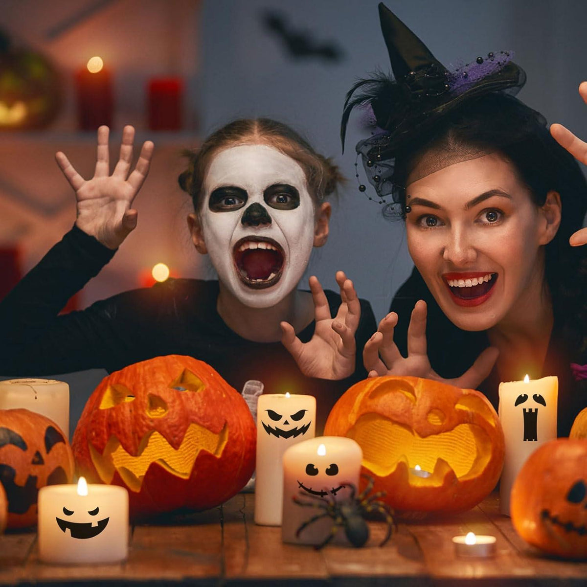 Kerzentattoos Halloween Kürbis DIY Geschenk Tasse 4er Set