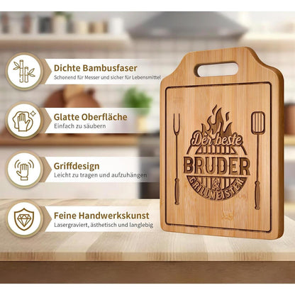 Bambus Schneidebrett mit Spruch für Bruder
