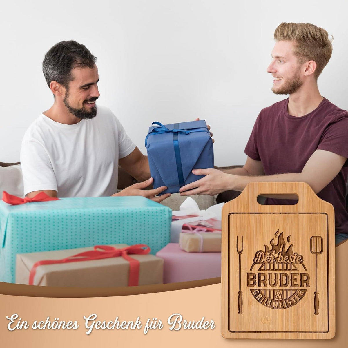 Bambus Schneidebrett mit Spruch für Bruder