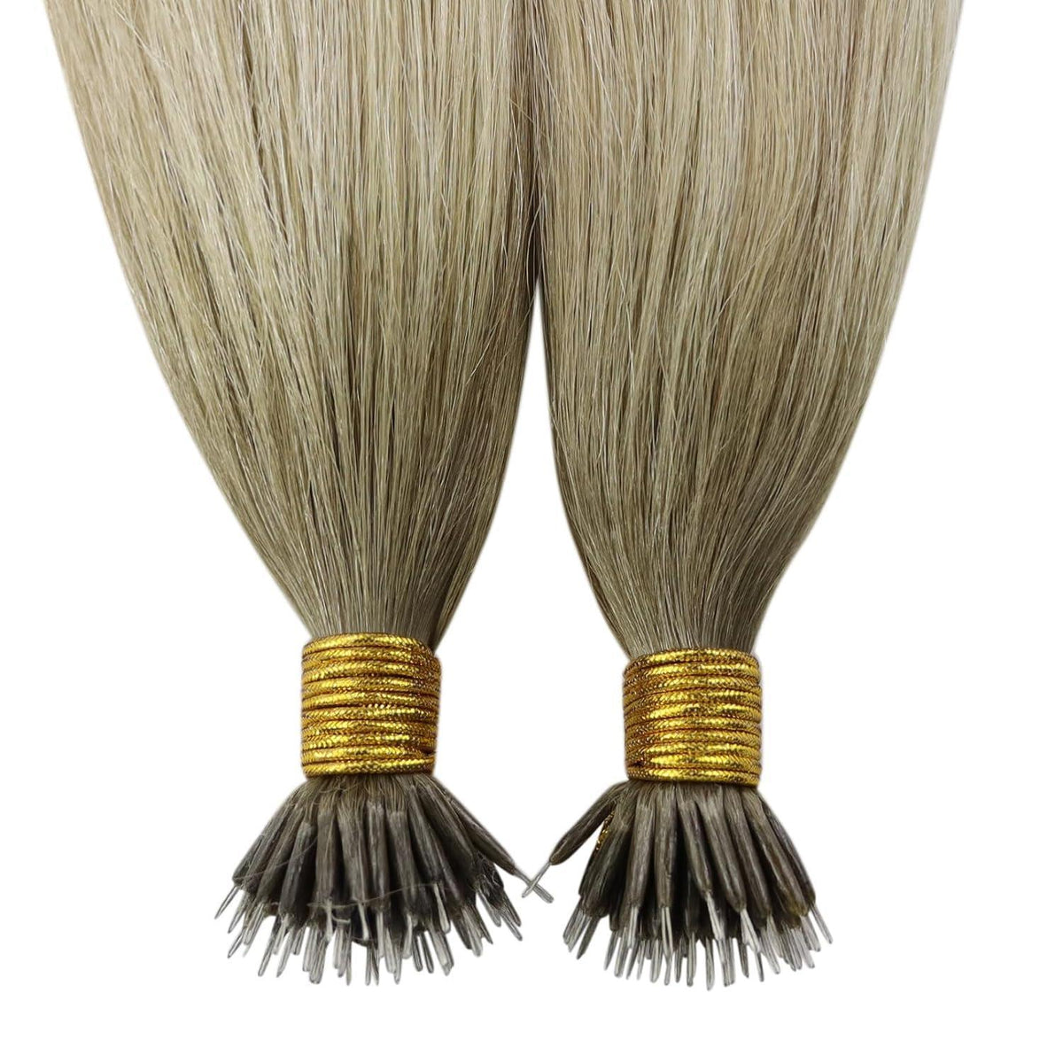 Echthaar Nanoring Extensions Blond Aschblond Platinblond 45cm