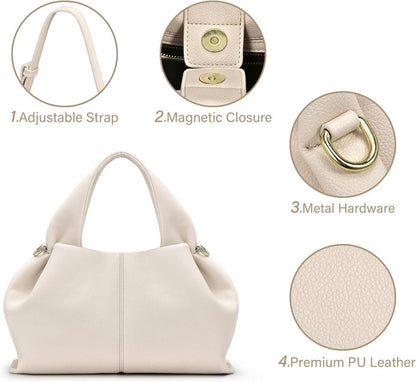 Modische Damen Umhängetasche PU Leder Schultertasche Cloud Clutch Bag