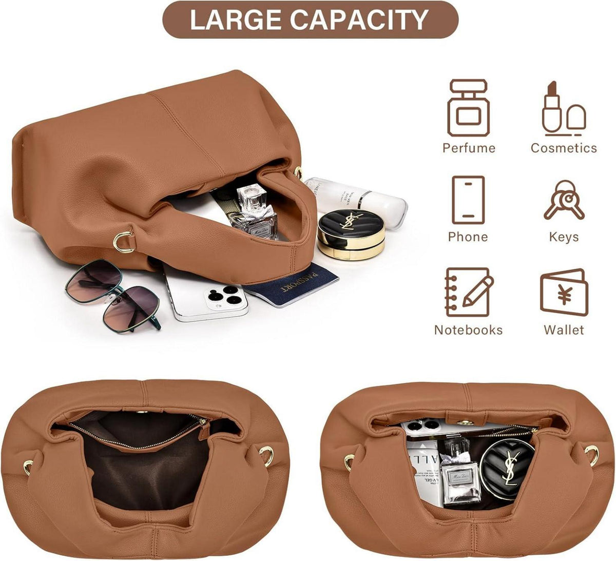 Elegante Knödel-Handtasche PU Leder Umhängetasche Crossbody