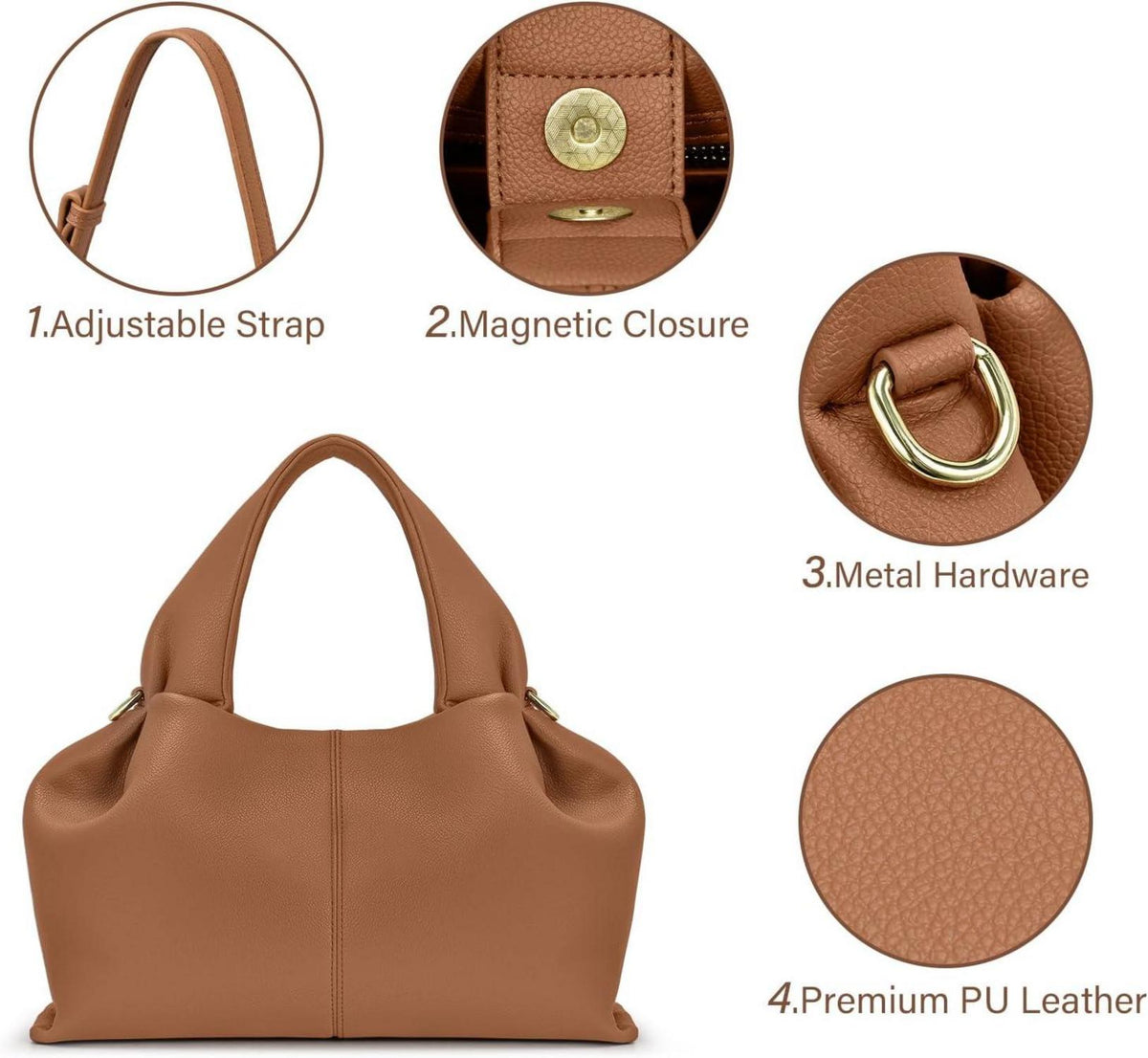 Damen Handtasche PU Leder Umhängetasche Verstellbar Crossbody Bag