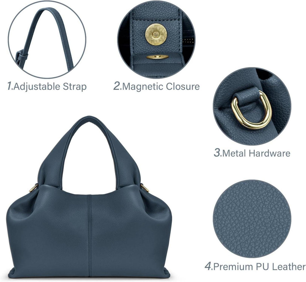 Oscaurt Crossbody Bag Damen Handtasche Retro Style Knödel Umhängetasche