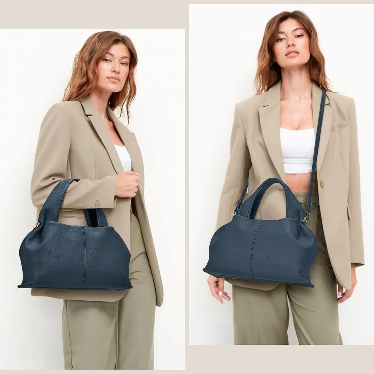 Damen Handtasche Crossbody Umhängetasche Dunkelblau 32x16x19cm