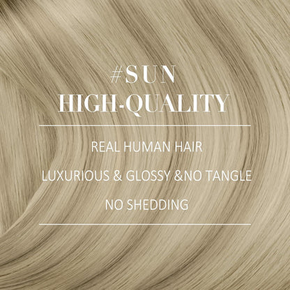 Echthaar Extensions Nanoring Blond 55cm – Aschblond mit Platinblond