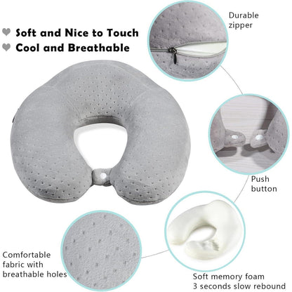 Reisekissen Nackenkissen Memory Foam Grau – Flugzeug, Auto, Zuhause