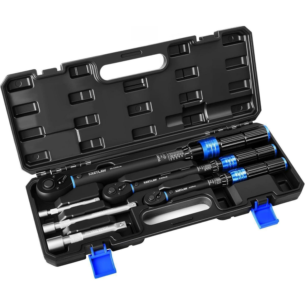 Drehmomentschlüssel Set 6-teilig 1/4" 3/8" 1/2" mit Verlängerungen