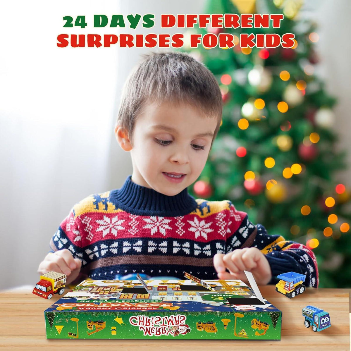 Adventskalender Baufahrzeuge Spielzeug Auto 2024 Kinder Jungen
