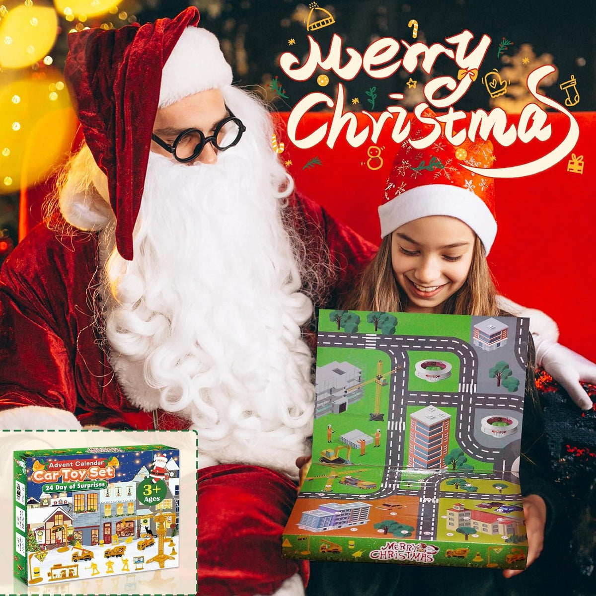 Adventskalender Kinder 2024 Baufahrzeuge Spielzeug Auto Junge 3-6 Jahre