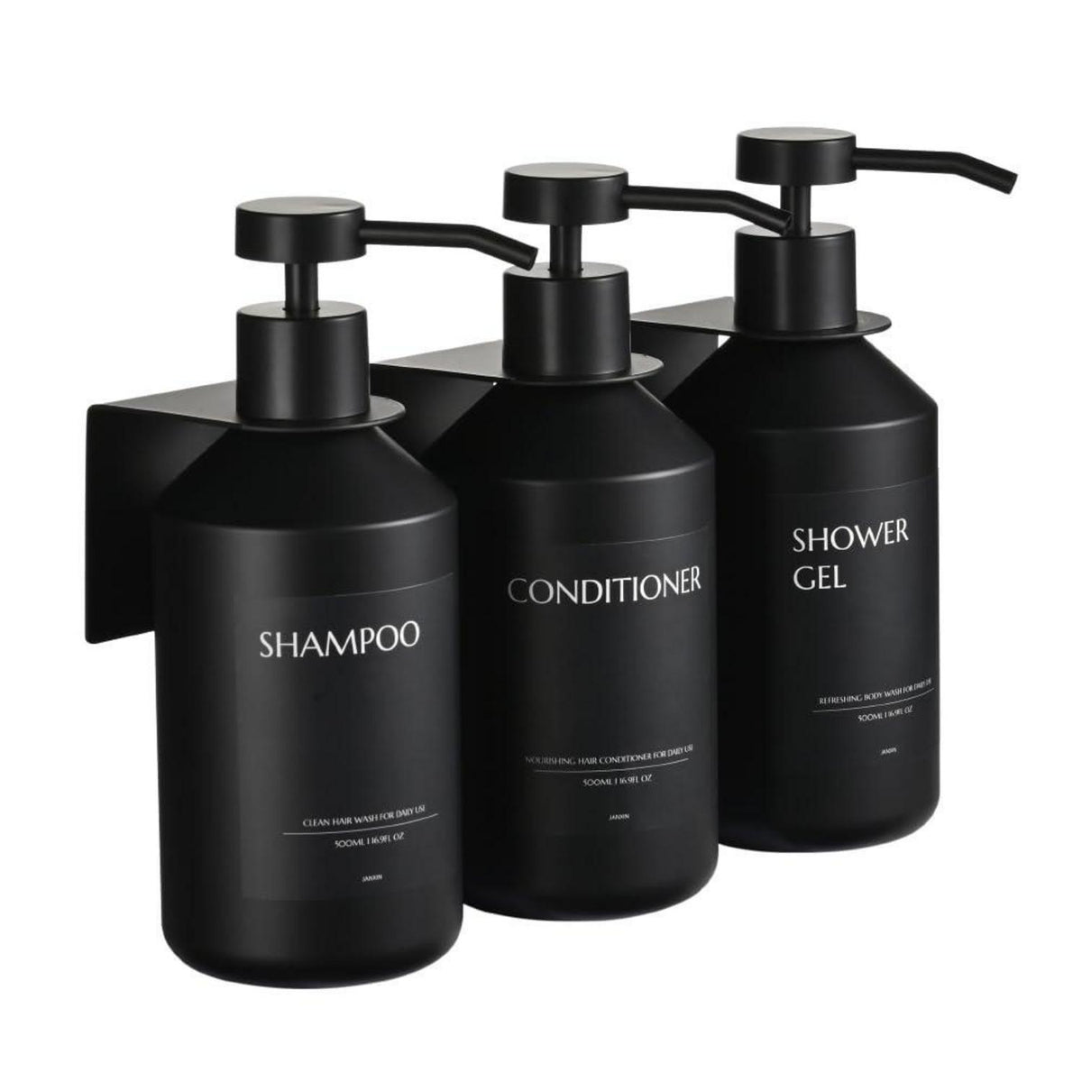 3x Seifenspender Wandbefestigung Schwarz 500ml